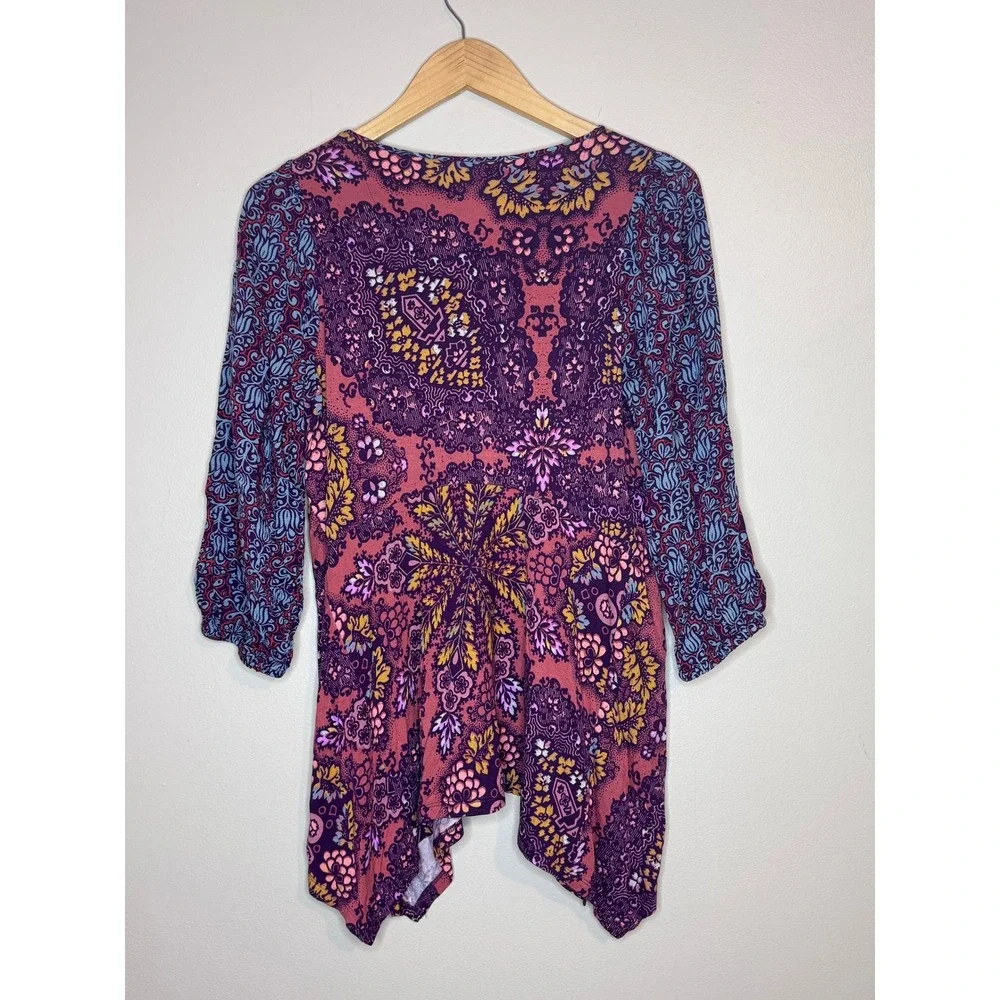 Maeve Anthropologie Floral Handkerchief Hem Top Small - Picture 4 of 4